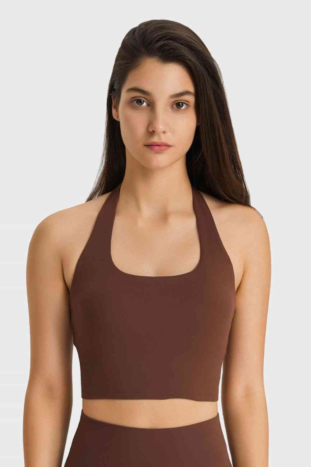 Breathable Halter Neck Sports Bra - TRENDMELO