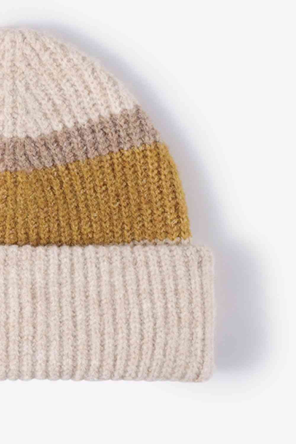 Tricolor Cuffed Knit Beanie - TRENDMELO