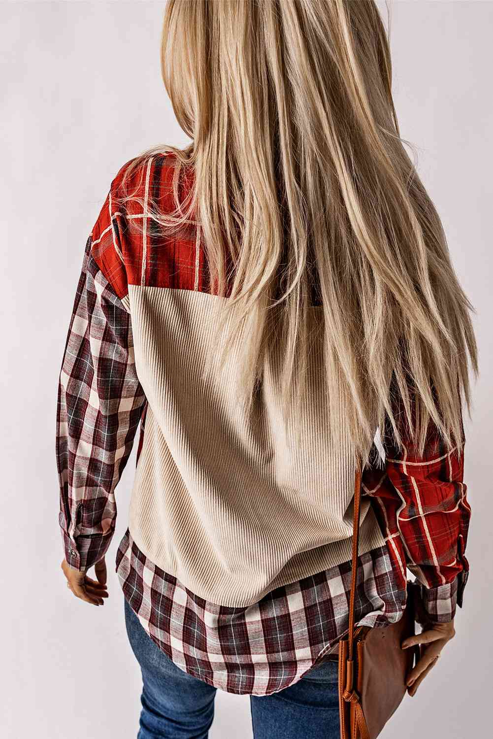 Plaid Collared Neck Buttoned Shirt with Pocket - TRENDMELO