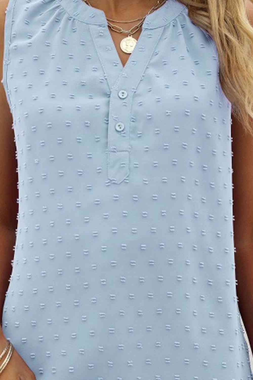 Swiss Dot Notched Neck Tank - TRENDMELO