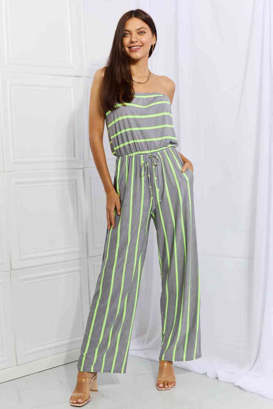 Sew In Love Pop Of Color Full Size Sleeveless Striped Jumpsuit - TRENDMELO