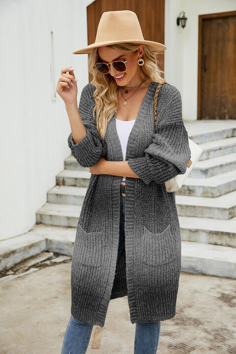 Gradient Open Front Cardigan - TRENDMELO