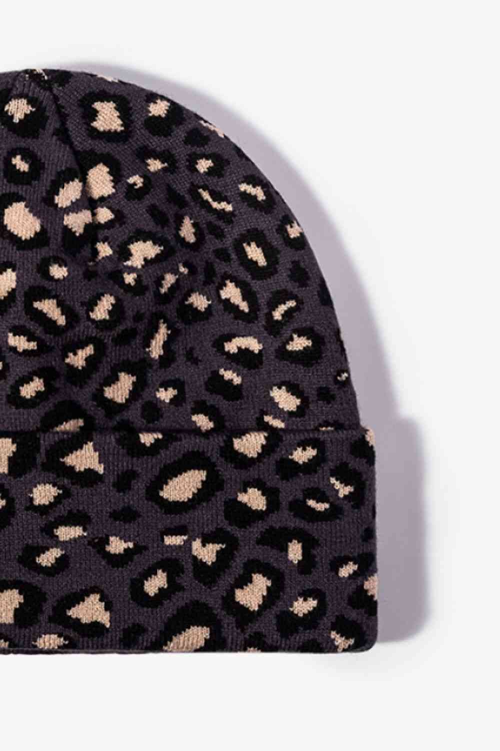 Leopard Pattern Cuffed Beanie - TRENDMELO