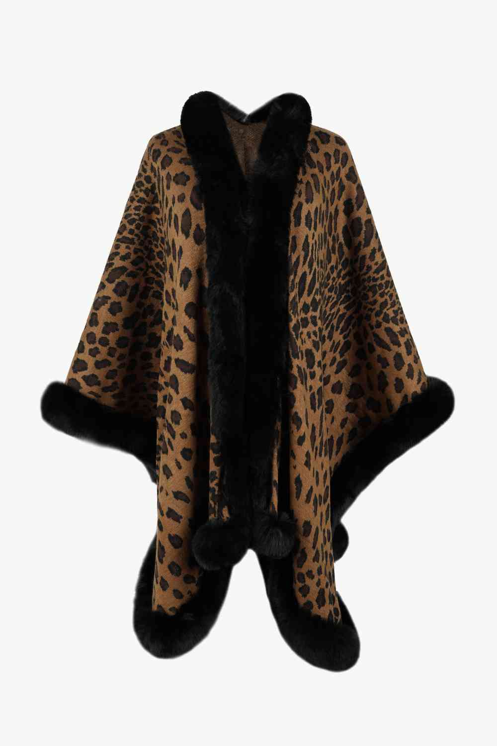 Leopard Open Front Poncho - TRENDMELO