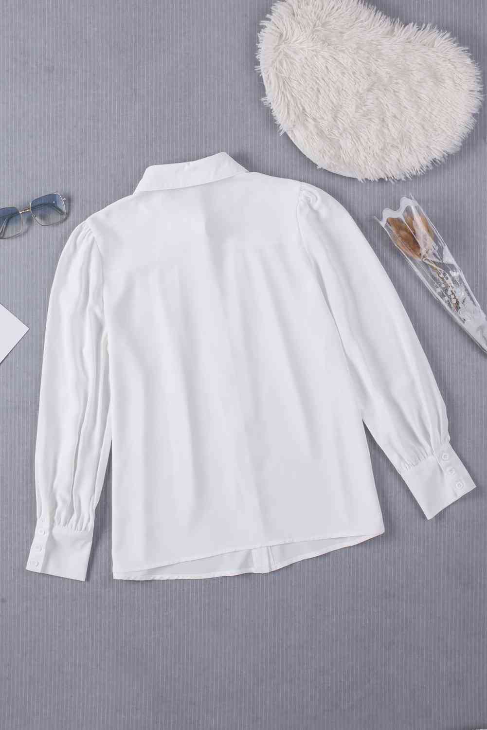 Gathered Detail Puff Sleeve Shirt - TRENDMELO