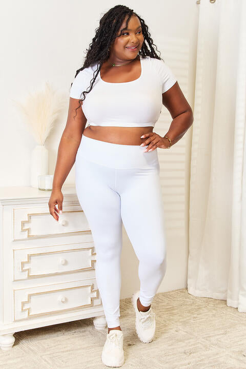 Double Take Wide Waistband Sports Leggings - TRENDMELO