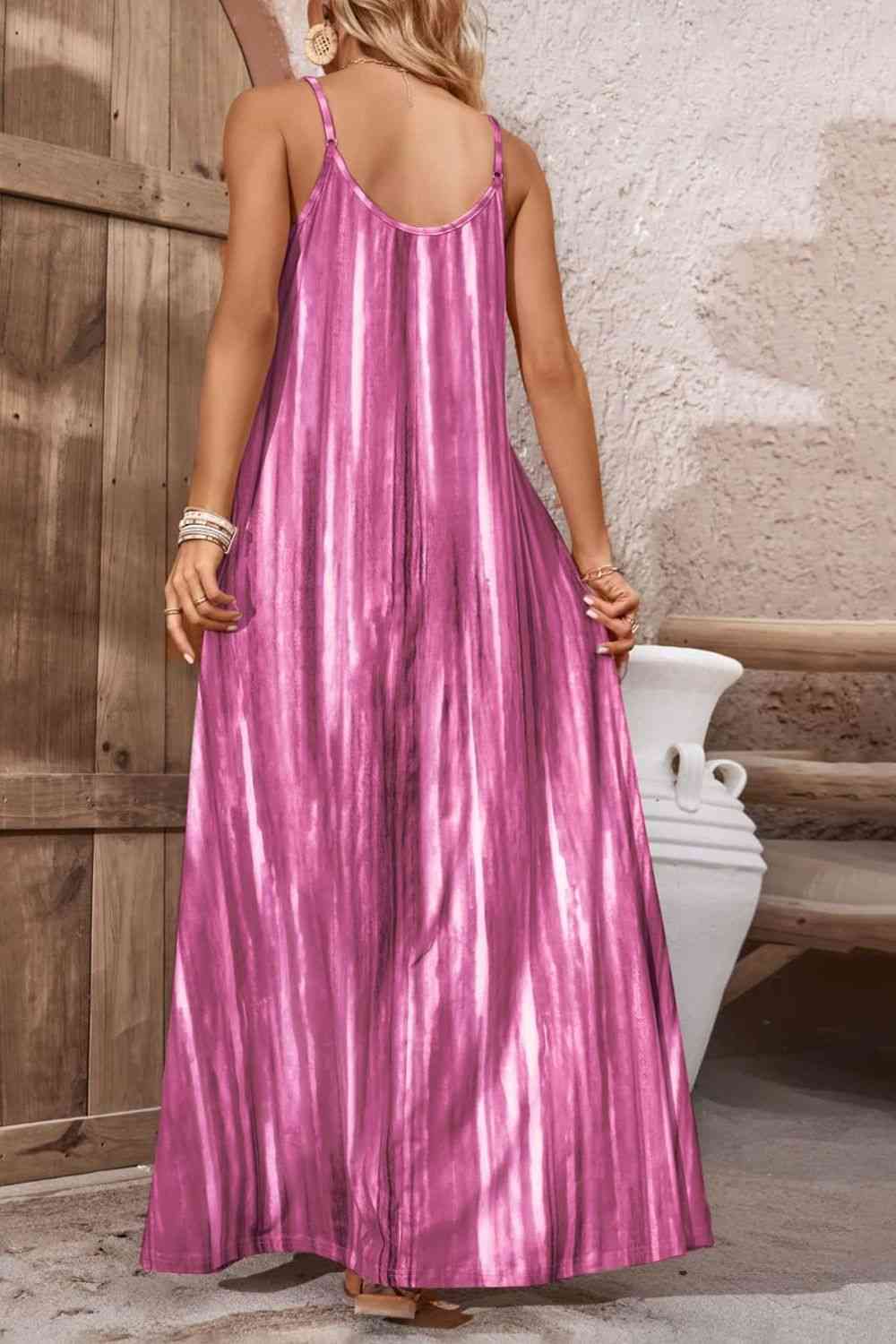 Tie-Dye Spaghetti Strap Maxi Dress - TRENDMELO