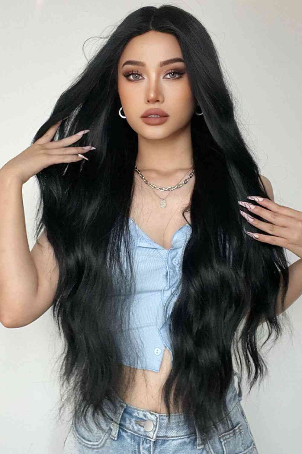 Full Machine Long Wave Synthetic Wigs 28'' - TRENDMELO