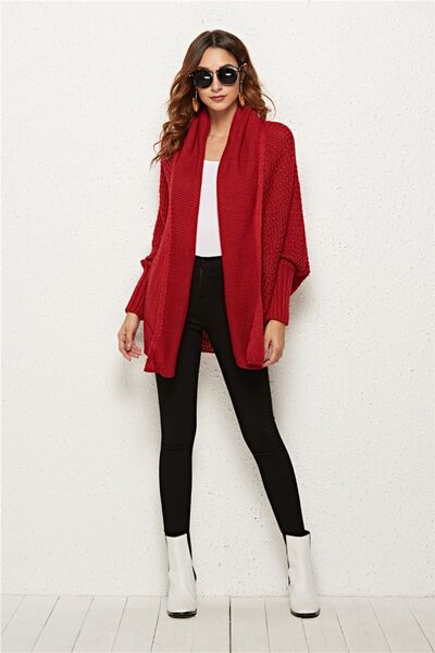 Open Front Batwing Sleeve Cardigan - TRENDMELO