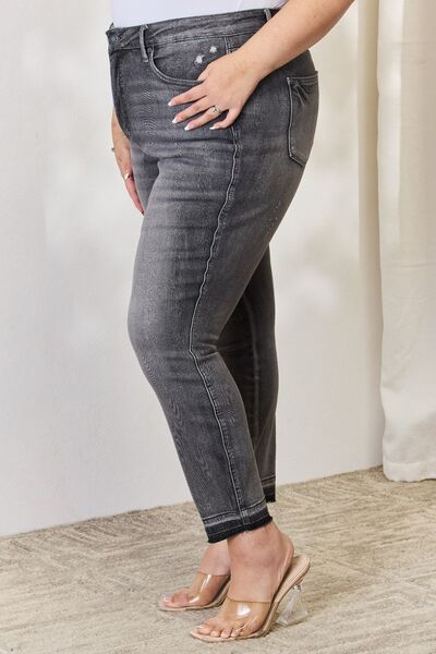 Judy Blue Full Size High Waist Tummy Control Release Hem Skinny Jeans - TRENDMELO