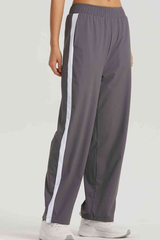 Side Stripe Elastic Waist Sports Pants - TRENDMELO