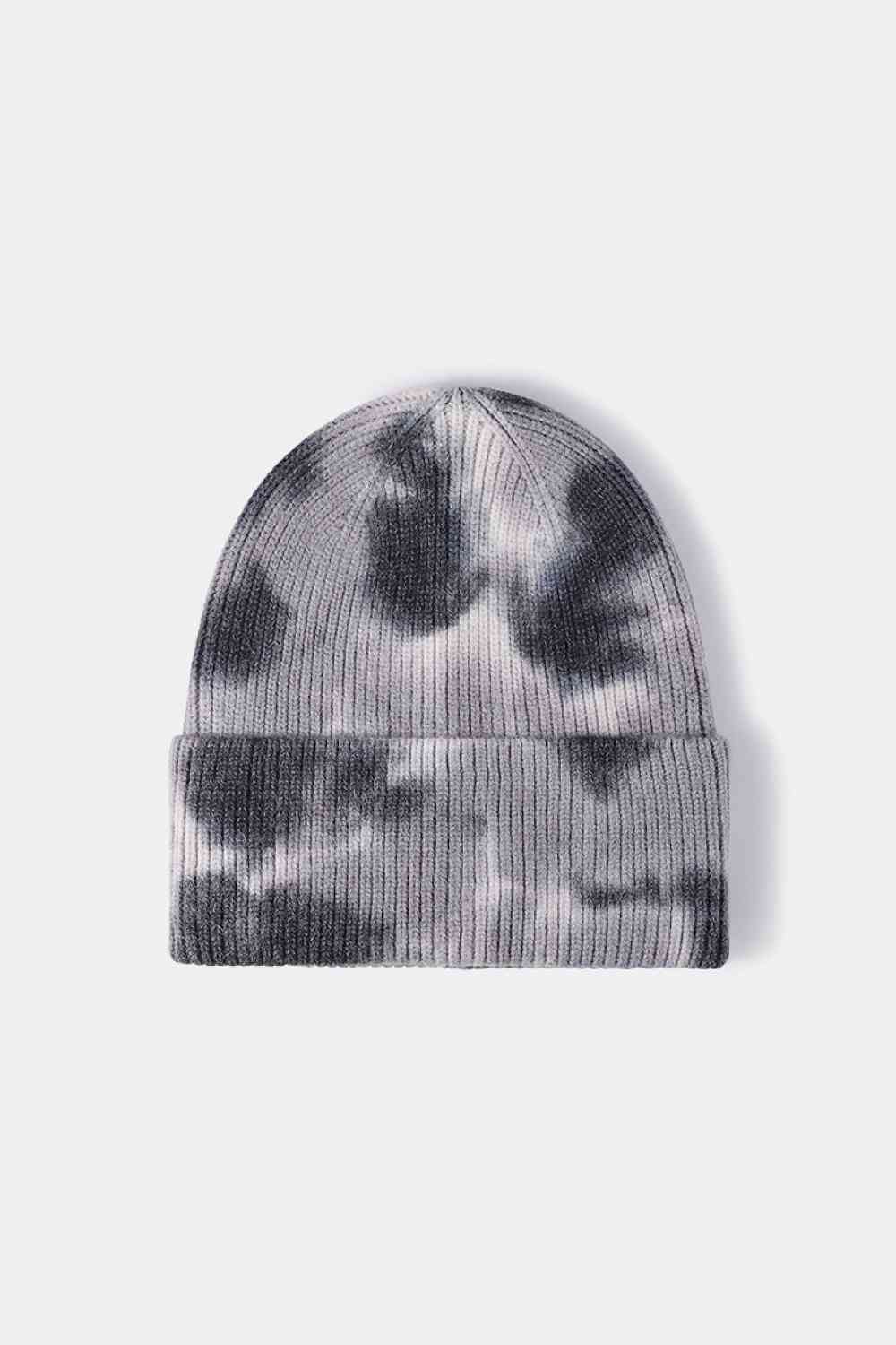 Tie-Dye Cuffed Rib-Knit Beanie Hat - TRENDMELO