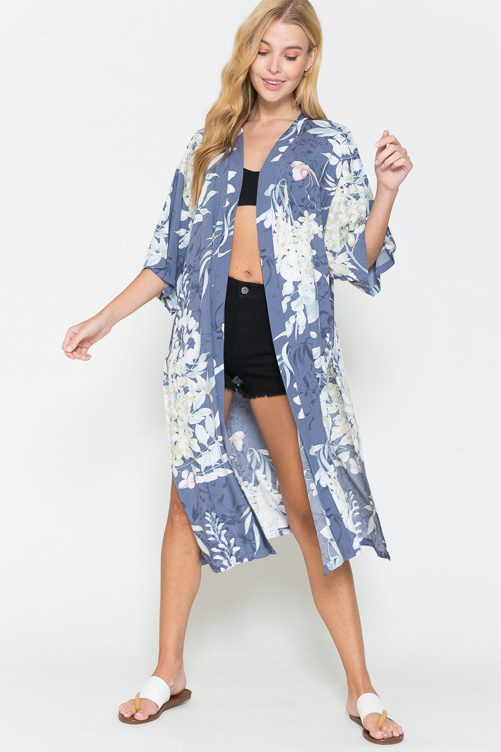 Justin Taylor Botanical Print Split Cover Up - TRENDMELO