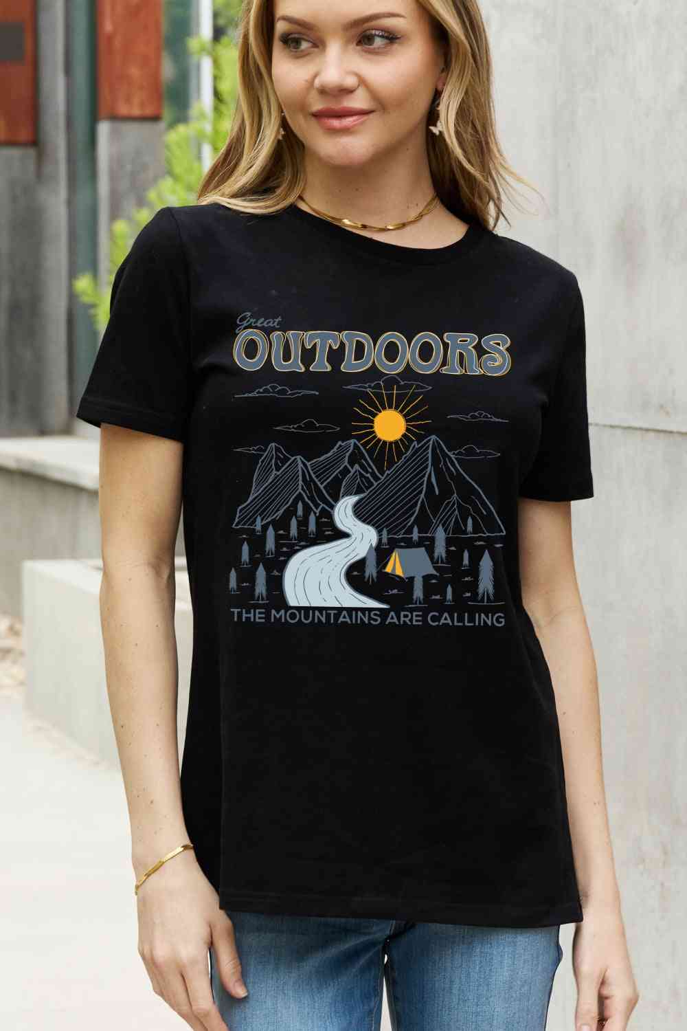 Simply Love Full Size GREAT OUTDOORS Graphic Cotton Tee - TRENDMELO