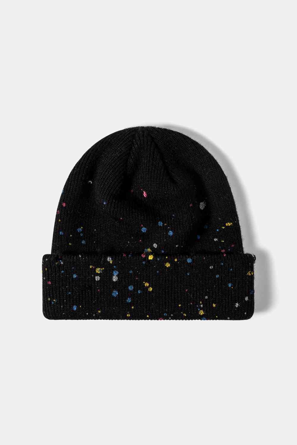 Confetti Rib-Knit Cuff Beanie - TRENDMELO