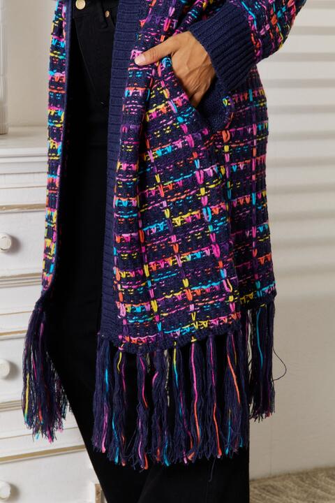 Fringe Hem Open Front Cardigan - TRENDMELO