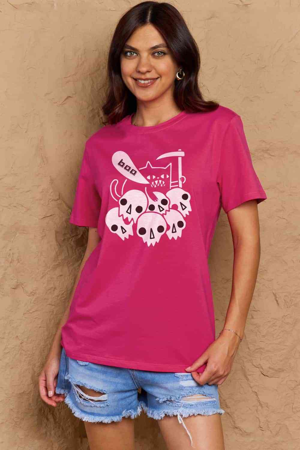 Simply Love Full Size Graphic BOO Cotton T-Shirt - TRENDMELO