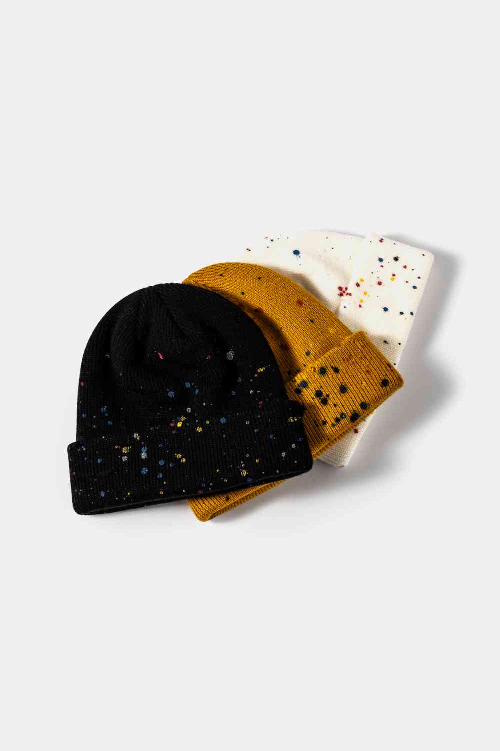 Confetti Rib-Knit Cuff Beanie - TRENDMELO