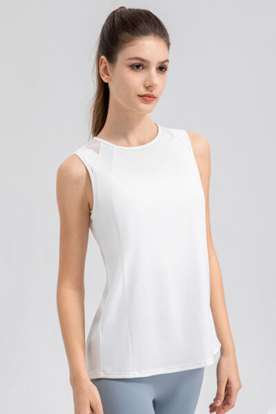 Round Neck Wide strap Active Tank - TRENDMELO