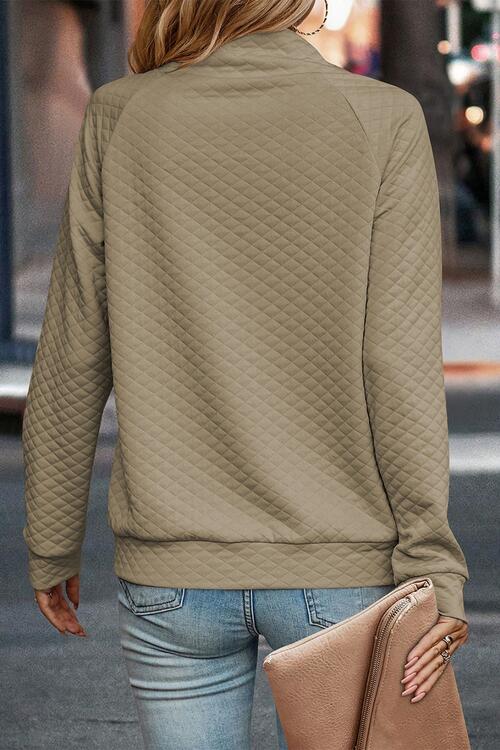 Buttoned Long Sleeve Sweatshirt - TRENDMELO