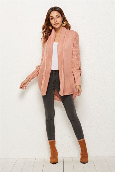 Open Front Batwing Sleeve Cardigan - TRENDMELO