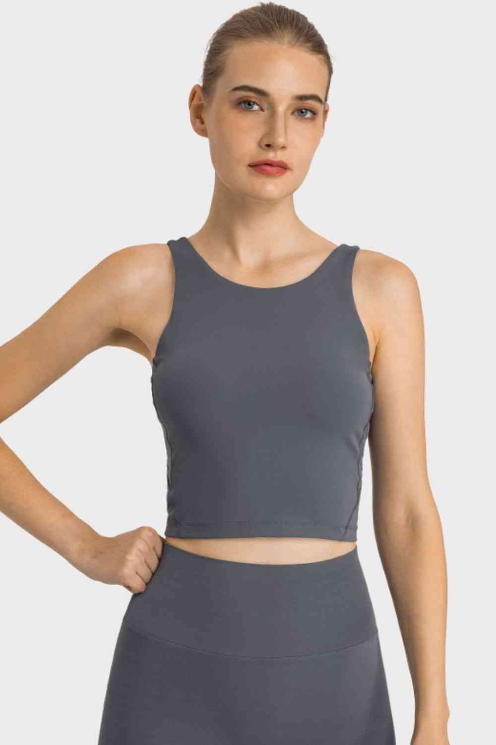 Feel Like Skin Highly Stretchy Cropped Sports Tank - TRENDMELO