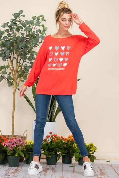 Celeste Full Size Heart Graphic Long Sleeve T-Shirt - TRENDMELO