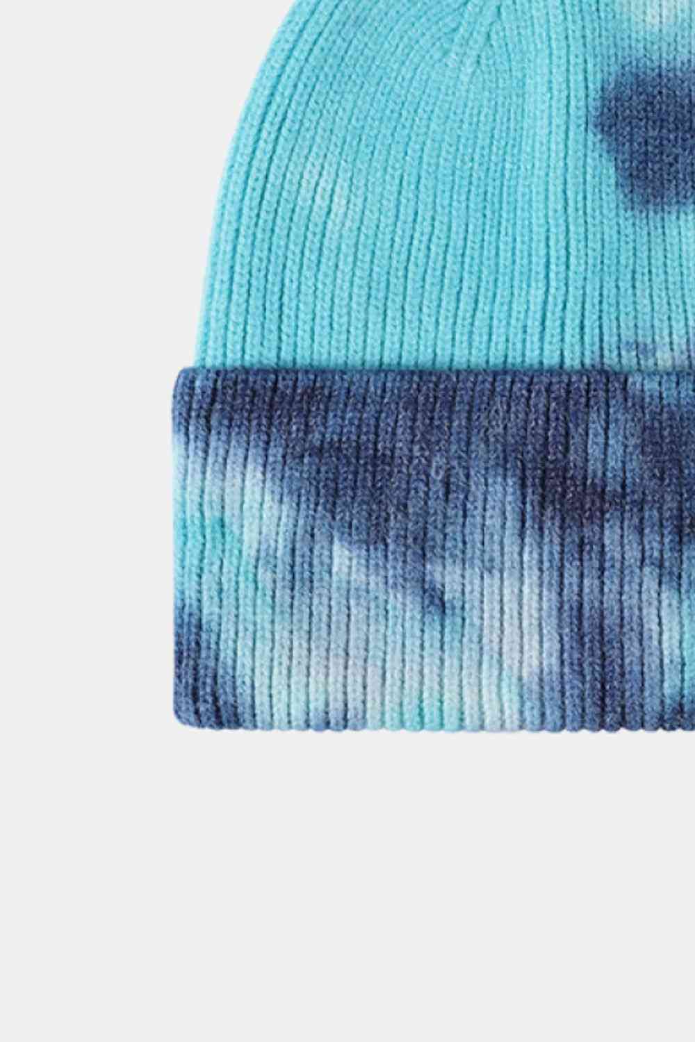 Tie-Dye Cuffed Rib-Knit Beanie Hat - TRENDMELO