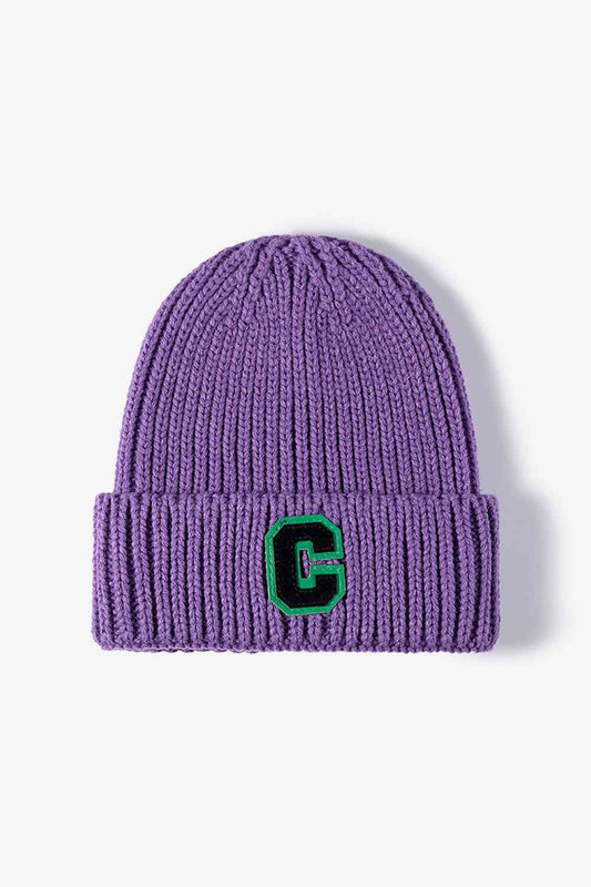 Letter C Patch Cuffed Beanie - TRENDMELO