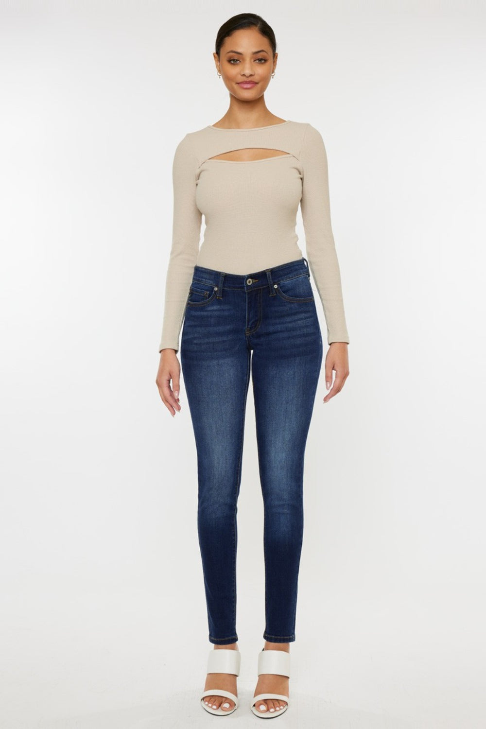 Kancan Mid Rise Gradient Skinny Jeans - TRENDMELO