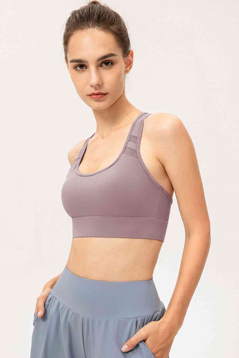 Scoop Neck Long Sports Bra - TRENDMELO