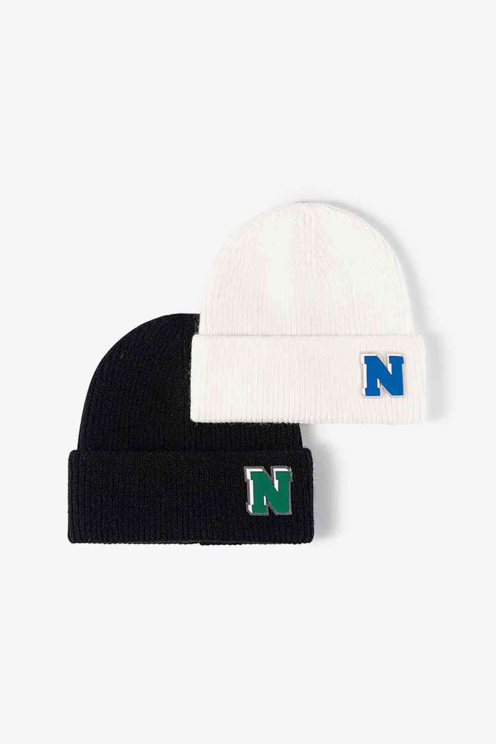 Letter N Patch Cuffed Knit Beanie - TRENDMELO