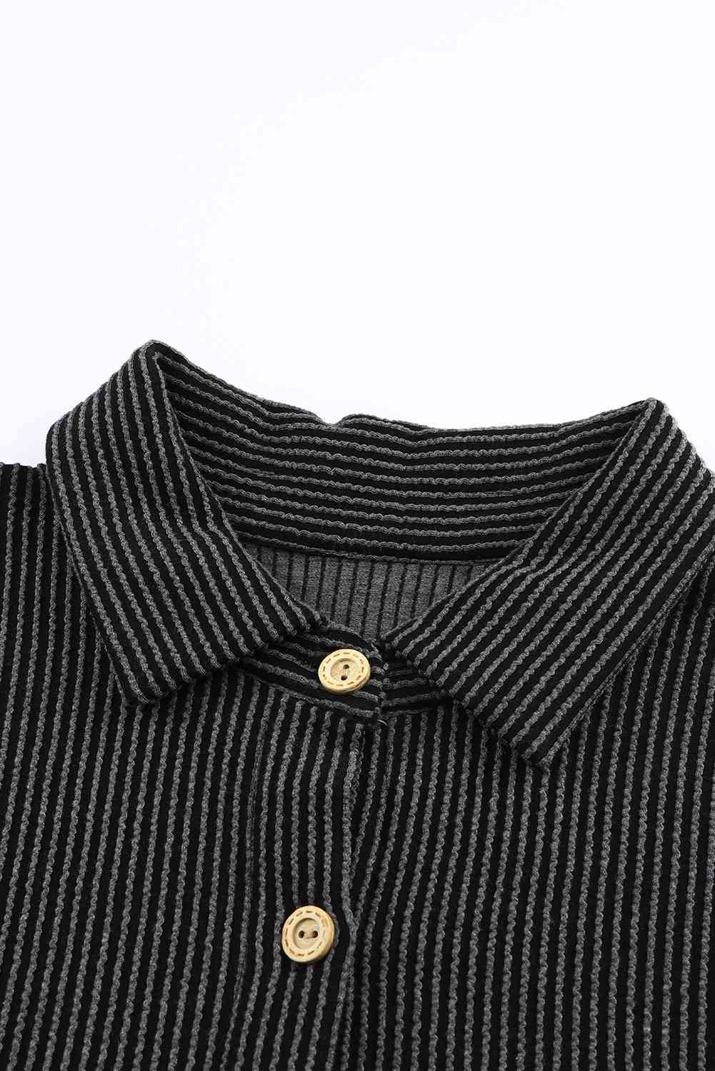 Dropped Shoulder Long Sleeve Shirts with Pocket - TRENDMELO