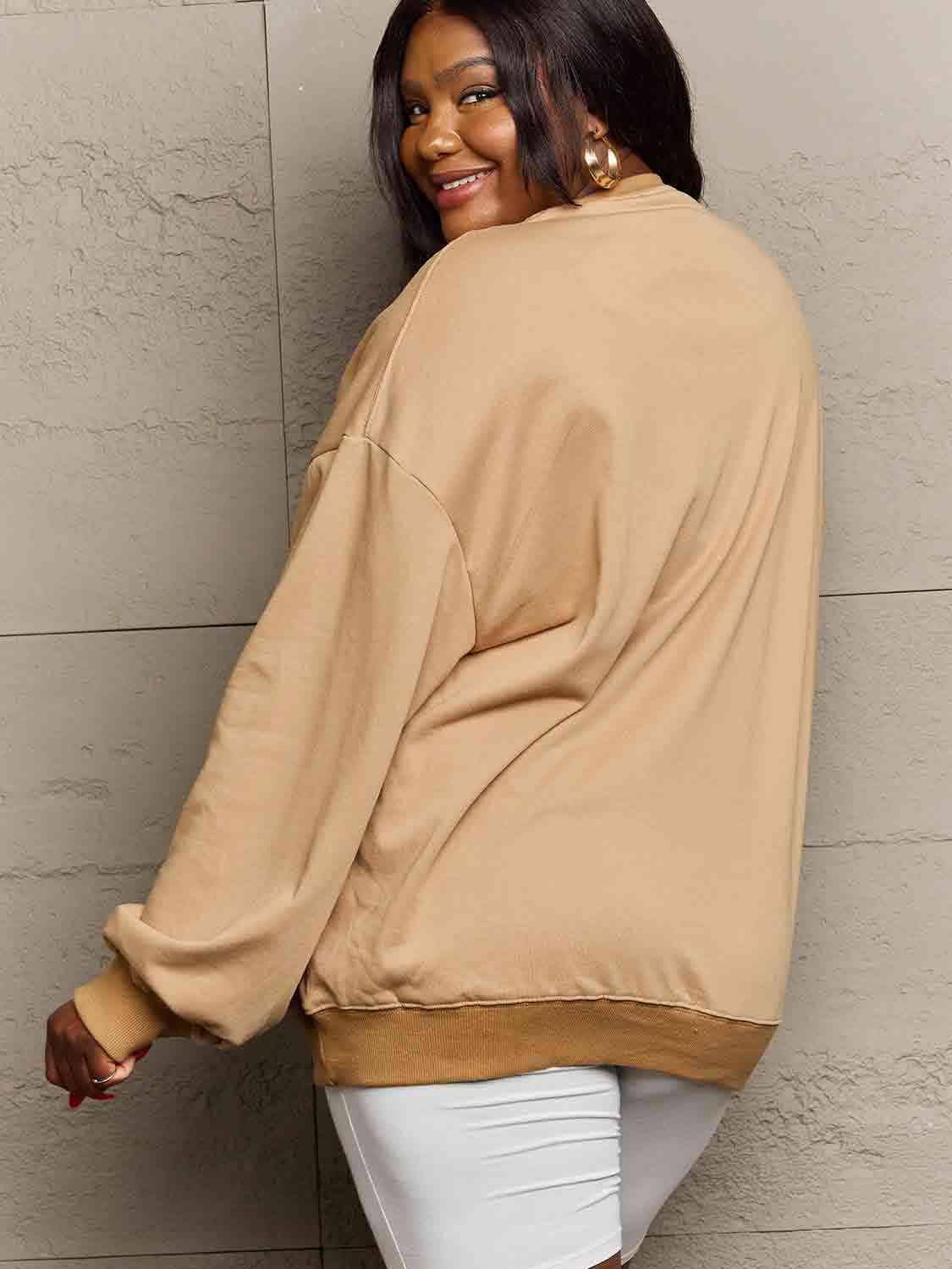 Simply Love Full Size Dropped Shoulder Sweatshirt - TRENDMELO