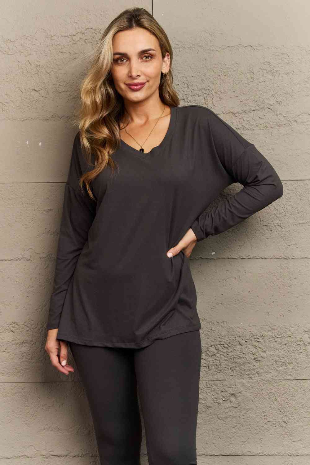 Zenana Lazy Days Full Size Long Sleeve and Leggings Set - TRENDMELO