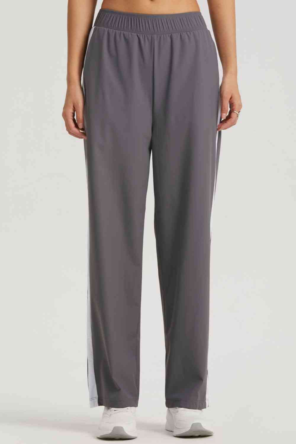 Side Stripe Elastic Waist Sports Pants - TRENDMELO