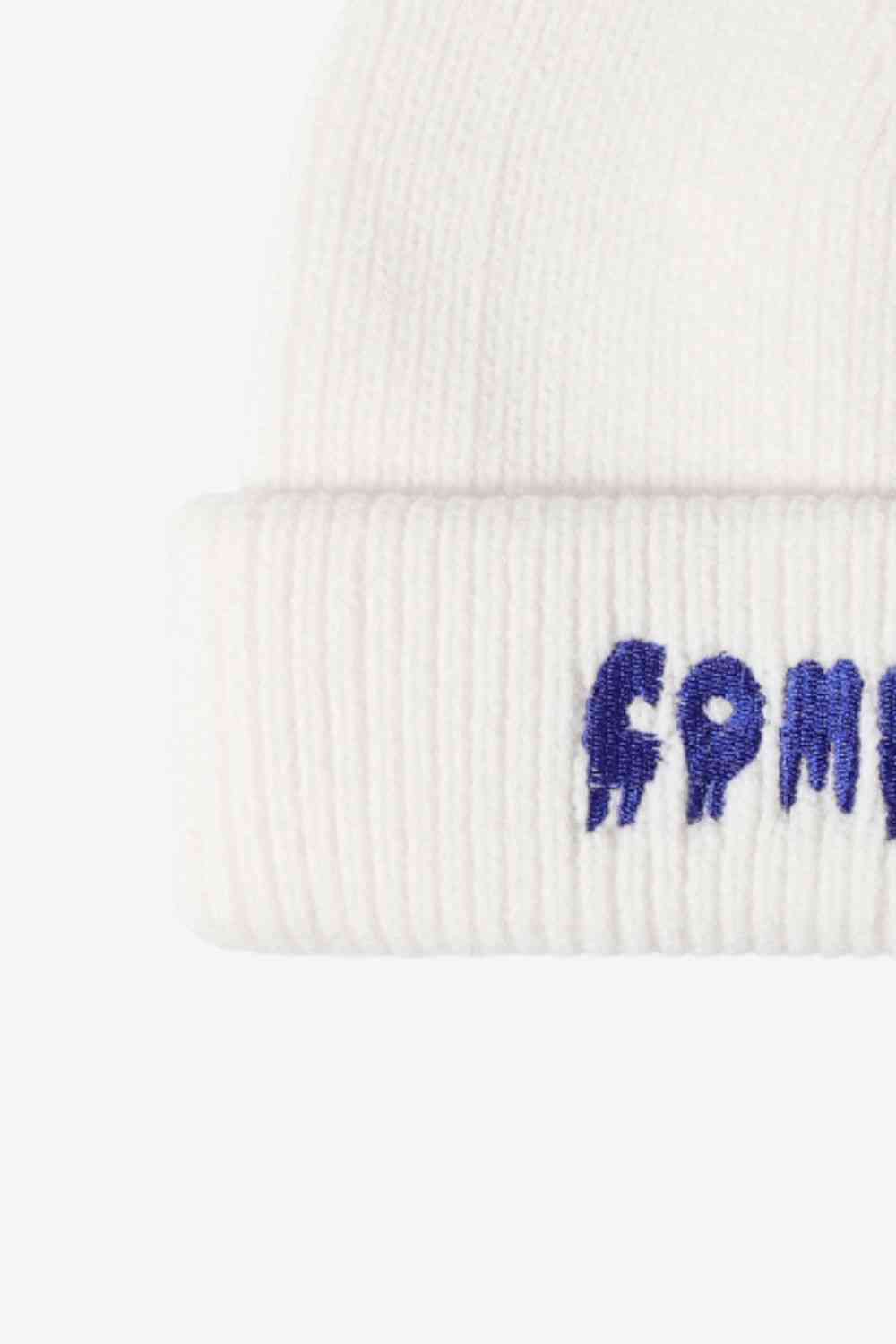 COME ON Embroidered Cuff Knit Beanie - TRENDMELO