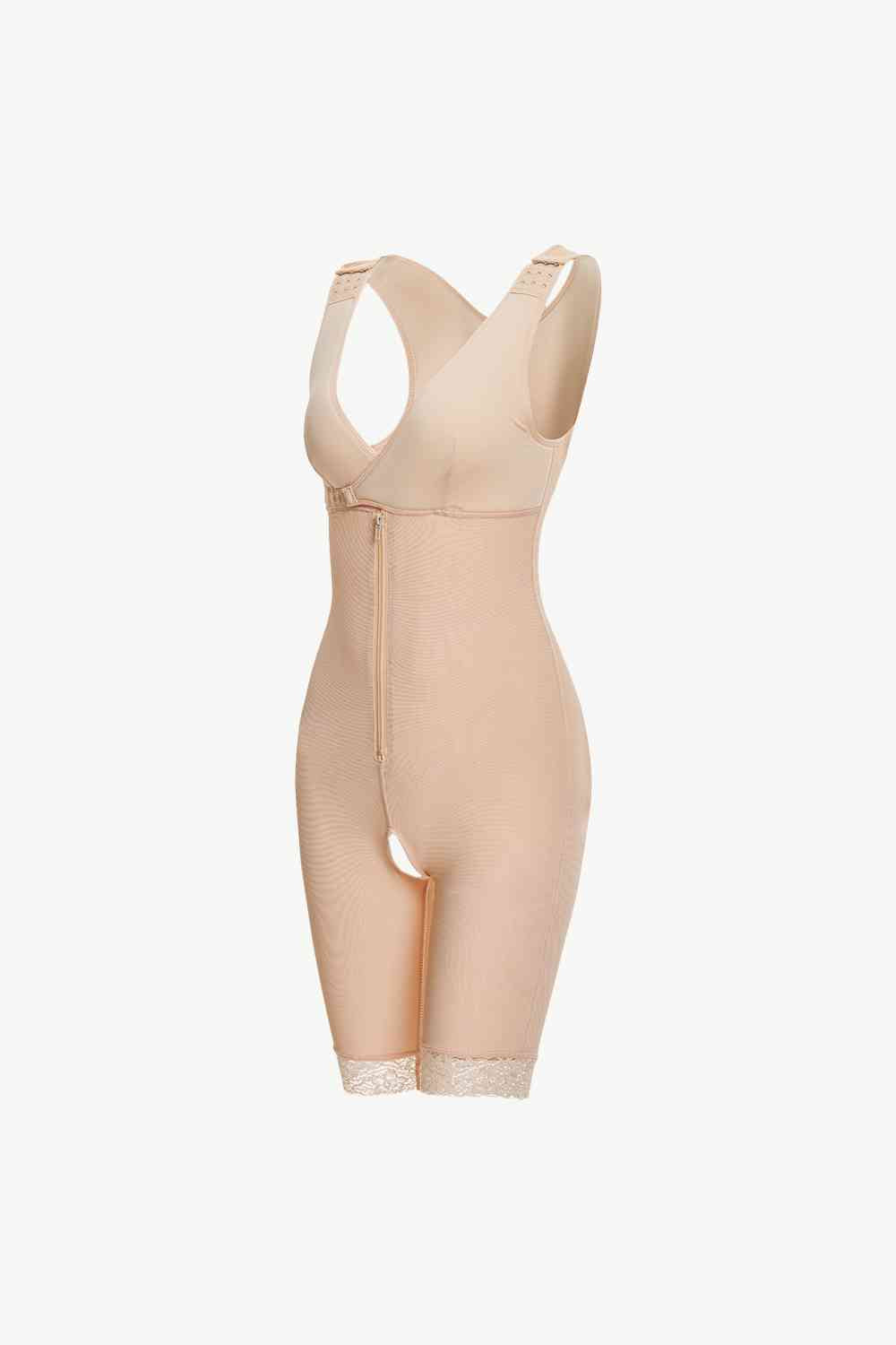 Full Size Lace Trim Shapewear with Zipper - TRENDMELO