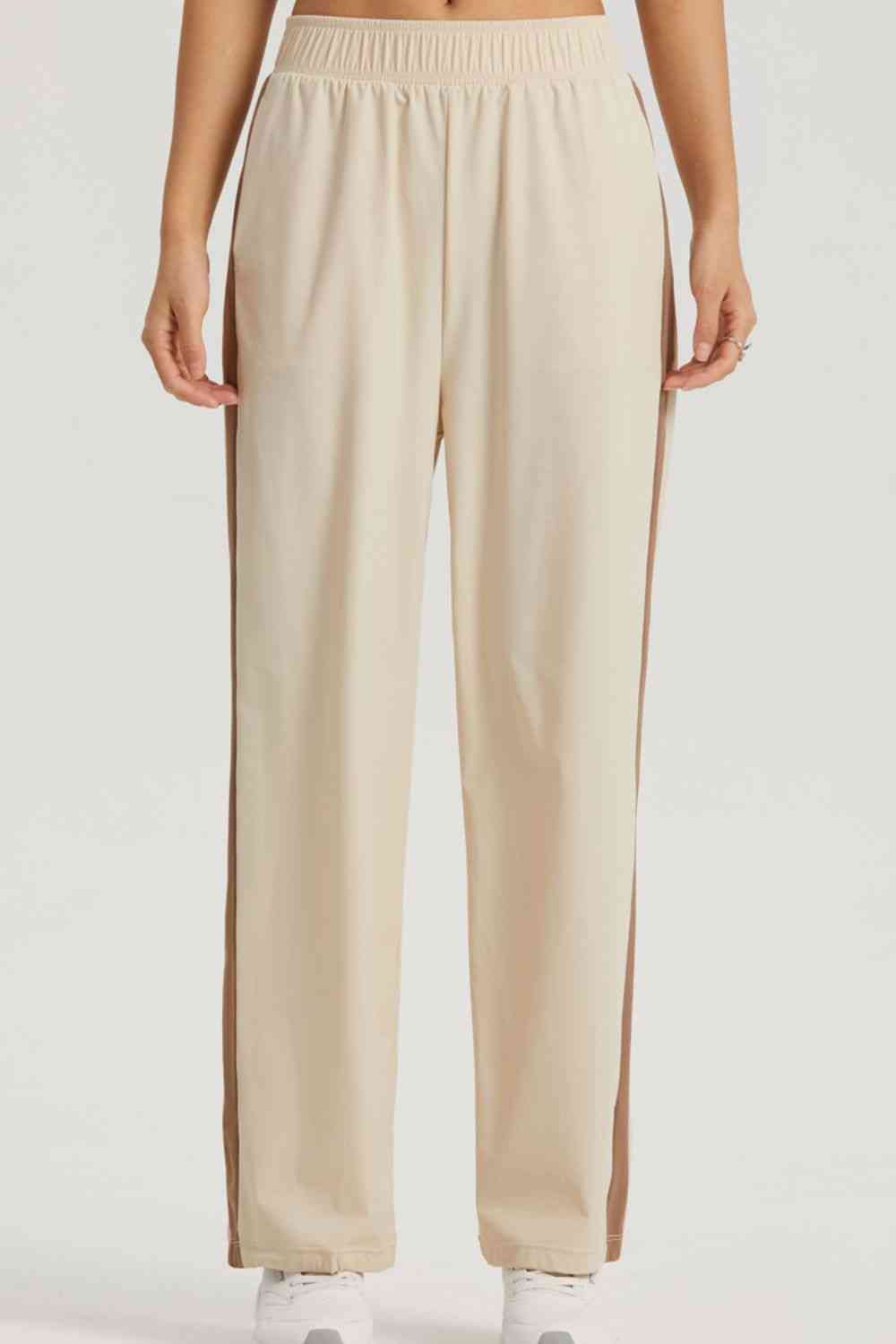 Side Stripe Elastic Waist Sports Pants - TRENDMELO