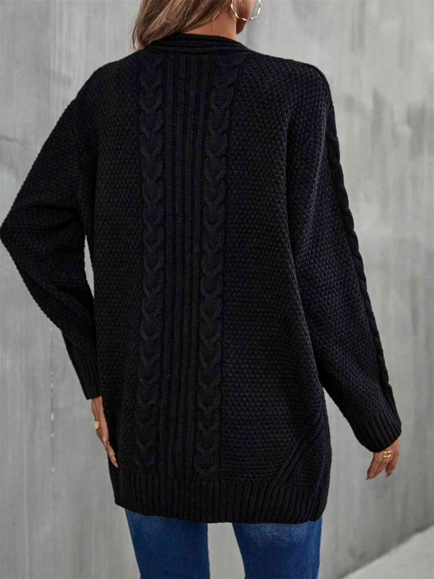 Warm Fall Mixed Knit Open Front Longline Cardigan - TRENDMELO