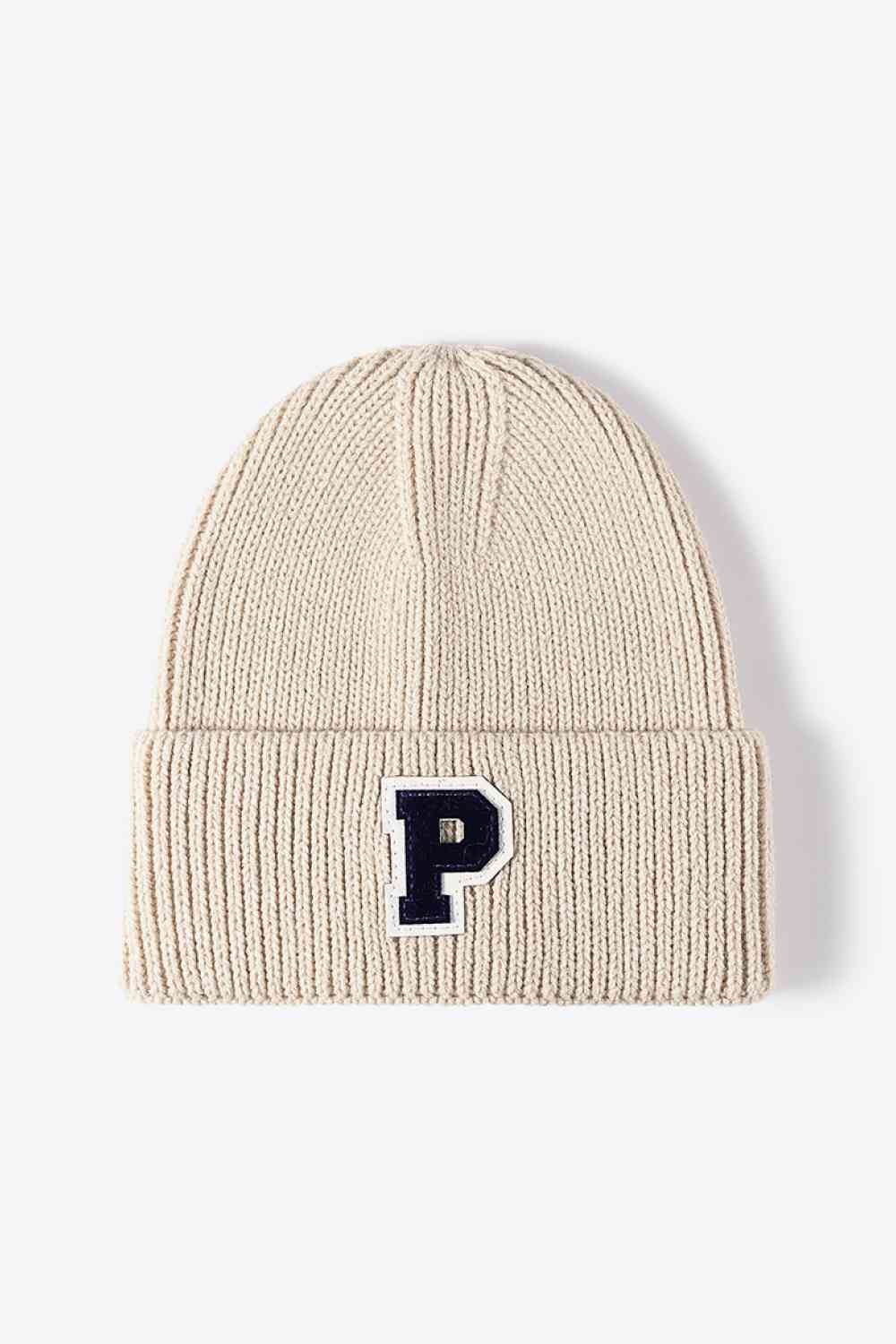 Letter Patch Cuffed Knit Beanie - TRENDMELO