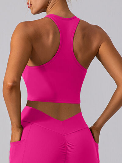 Square Neck Racerback Cropped Tank - TRENDMELO