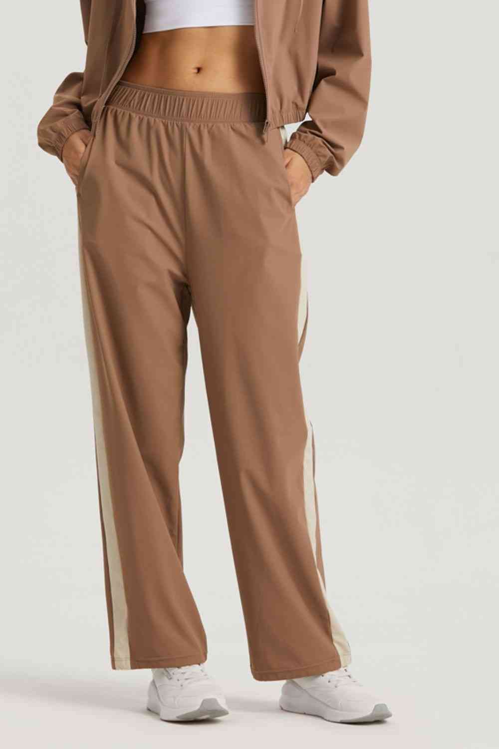 Side Stripe Elastic Waist Sports Pants - TRENDMELO