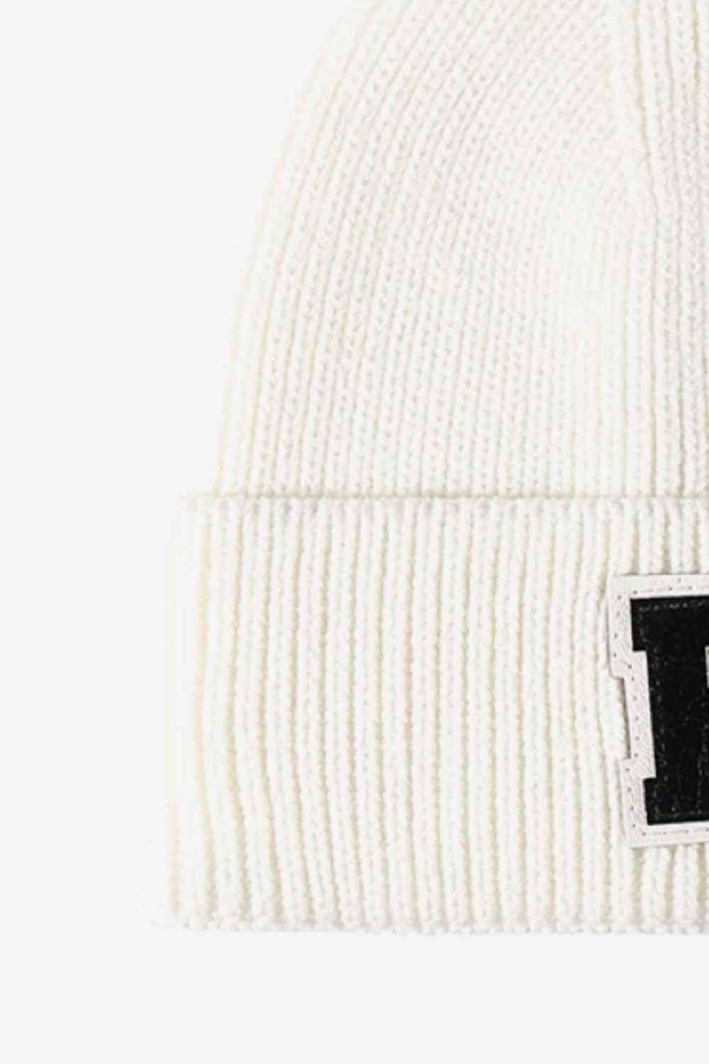 Letter Patch Cuffed Knit Beanie - TRENDMELO