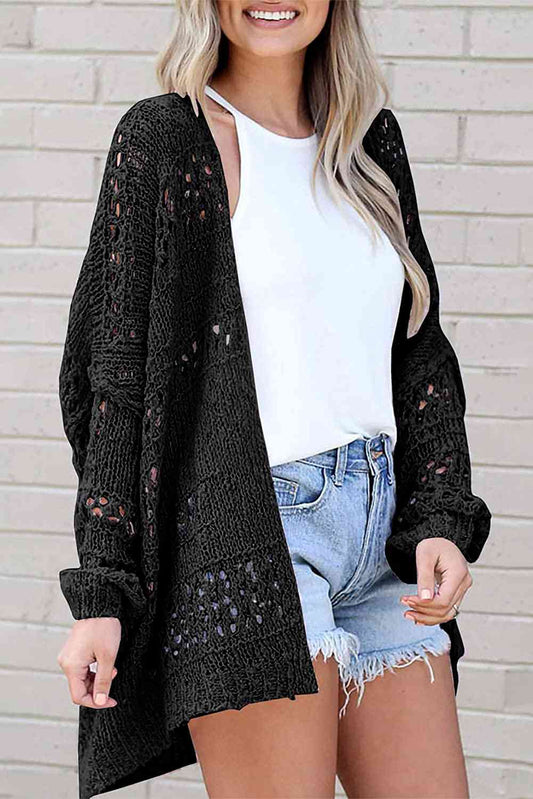 Openwork Long Sleeve Cardigan - TRENDMELO