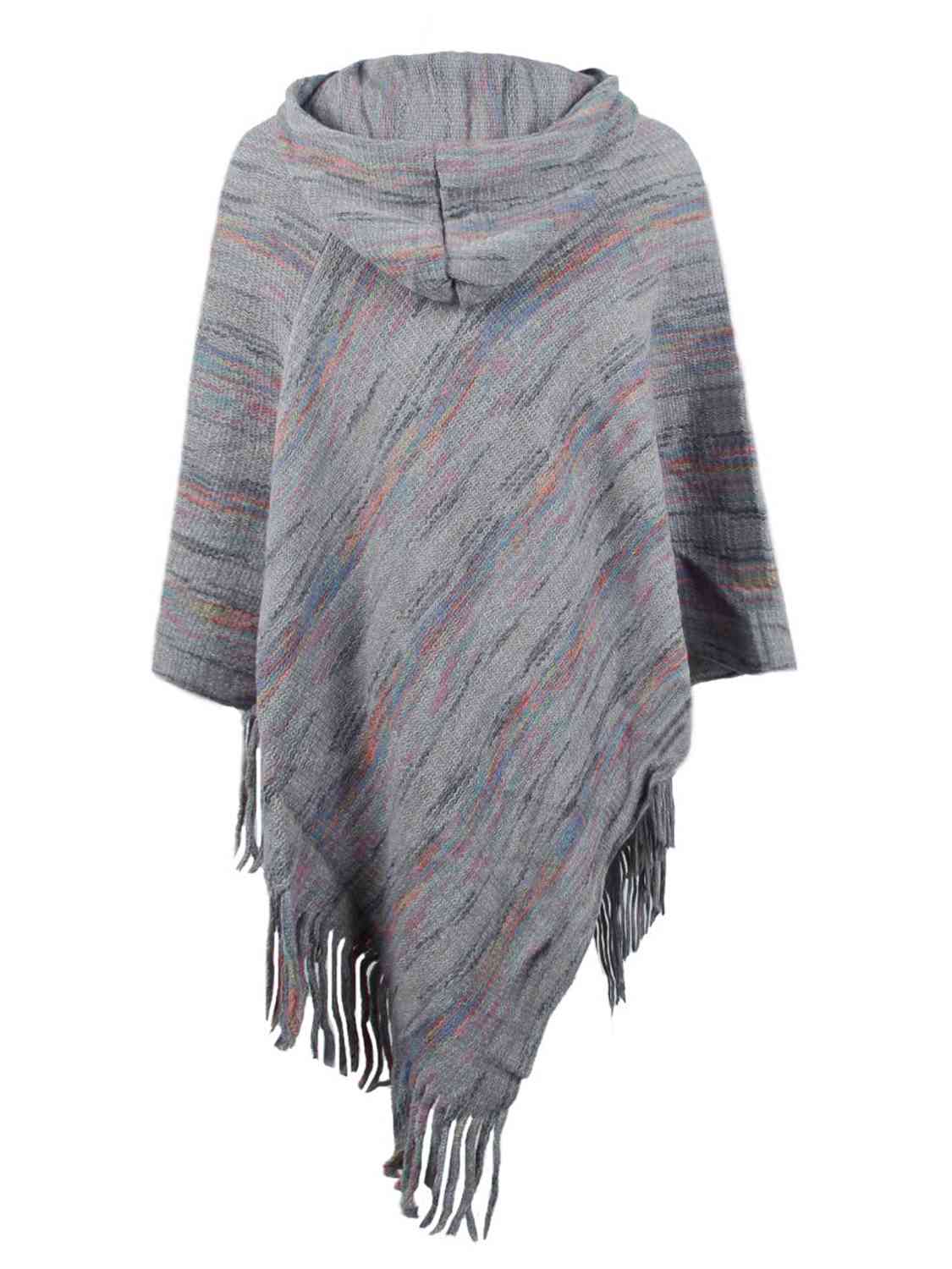 Fringe Hem Hooded Poncho - TRENDMELO