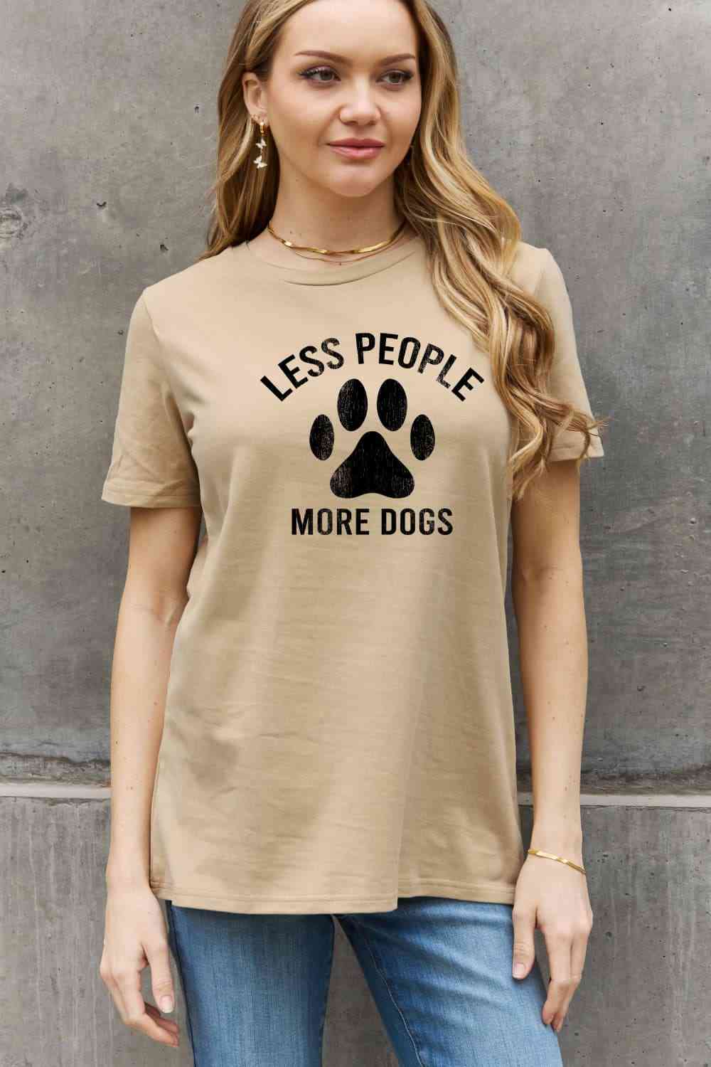 Simply Love Full Size LESS PEOPLE MORE DOGS Graphic Cotton Tee - TRENDMELO