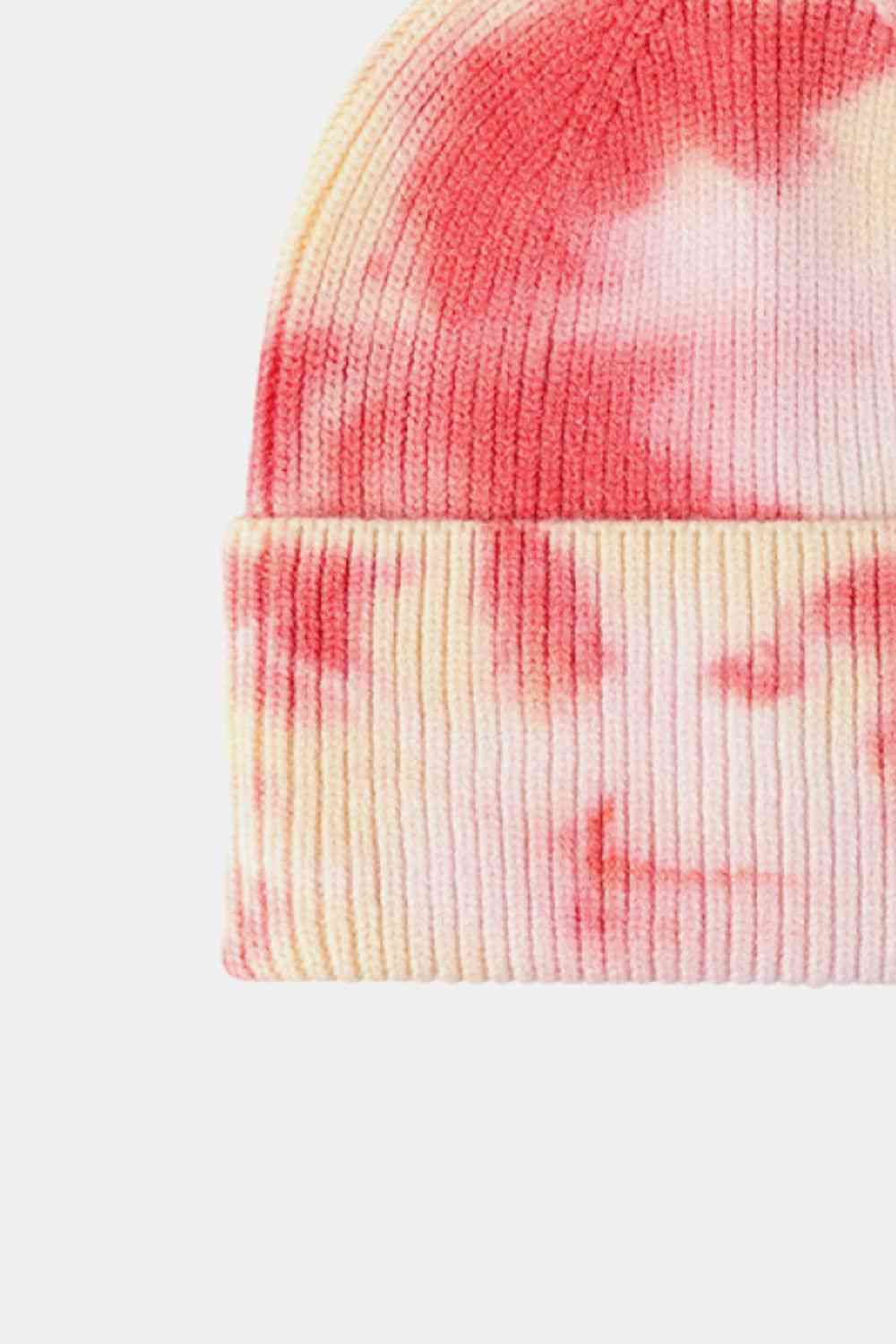 Tie-Dye Cuffed Rib-Knit Beanie Hat - TRENDMELO