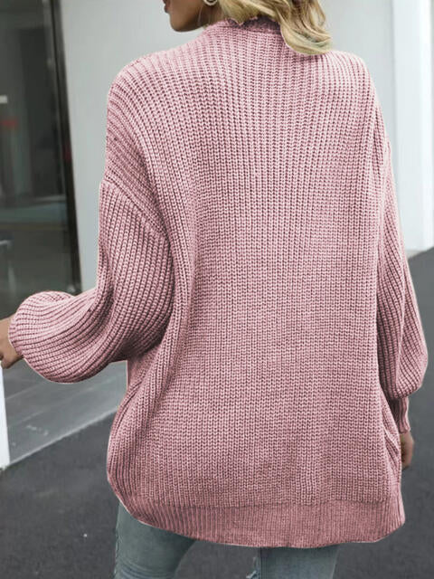 Drop Shoulder Balloon Sleeve Cardigan - TRENDMELO