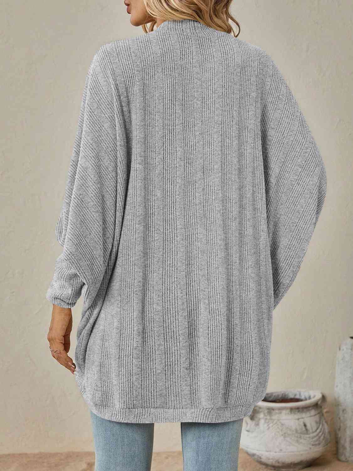 Open Front Dropped Shoulder Cardigan - TRENDMELO